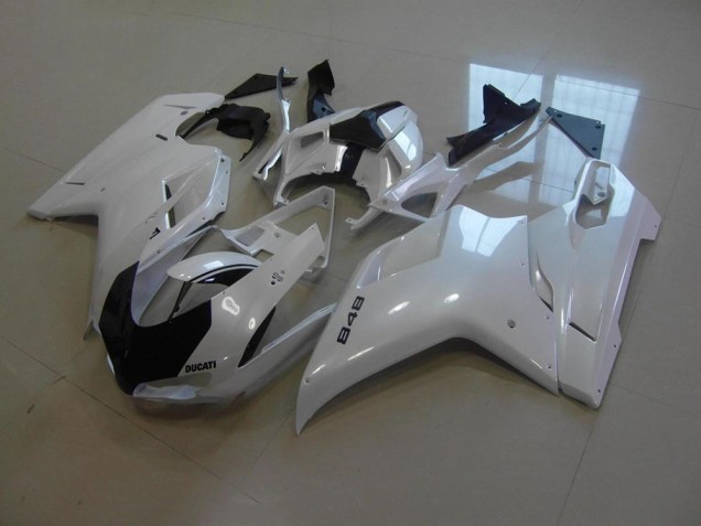 Carénage Ducati 848 1098 1198 07-14 - Blanc Nacré Noir Bande Carénage Ducati 848 1098 1198 07-14 - Blanc Nacré Noir Bande