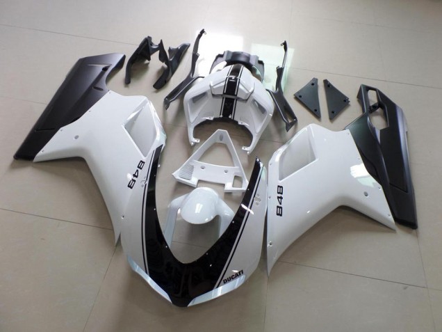 Carénage Ducati 848 1098 1198 07-14 - Blanc et Noir Bande Carénage Ducati 848 1098 1198 07-14 - Blanc et Noir Bande