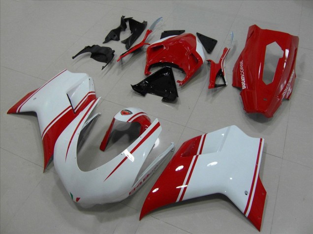Carénage Ducati 848 1098 1198 07-14 - Blanc et Rouge Courses Version Carénage Ducati 848 1098 1198 07-14 - Blanc et Rouge Courses Version