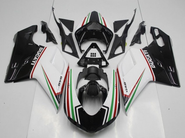 Carénage Ducati 848 1098 1198 07-14 - Noir Vert et Blanc Carénage Ducati 848 1098 1198 07-14 - Noir Vert et Blanc