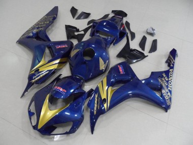 Carénage Honda CBR 1000 RR 06-07 - Bleu Foncé avec Or Bande