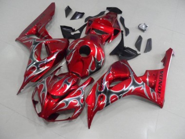 Carénage Honda CBR 1000 RR 06-07 - Rouge avec Noir Gris Flamme