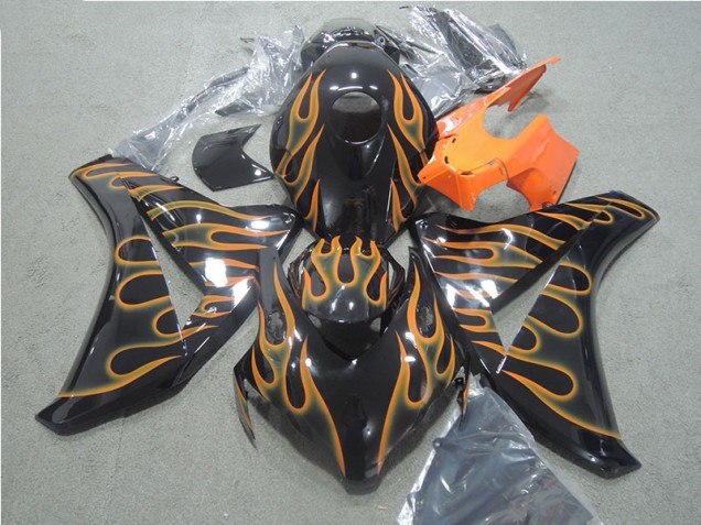 Carénage Honda CBR 1000 RR 08-11 - Noir Orange Flamme Carénage Honda CBR 1000 RR 08-11 - Noir Orange Flamme