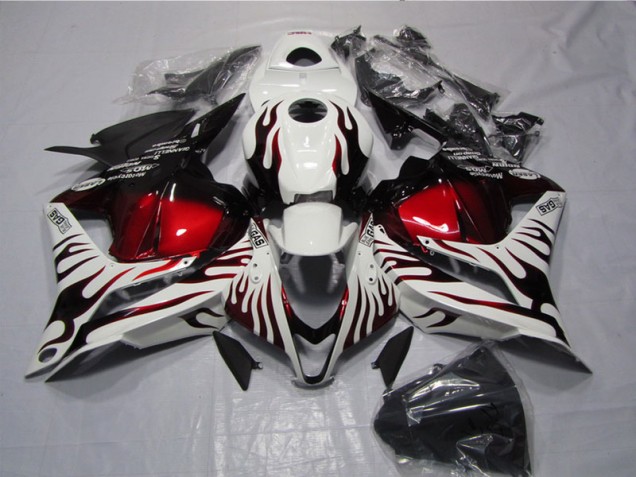 Carénage Honda CBR 600 RR 09-12 - Blanc Noir Rouge Flamme Carénage Honda CBR 600 RR 09-12 - Blanc Noir Rouge Flamme