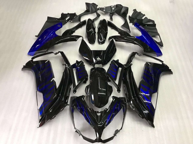 Carénage Kawasaki EX650 12-16 - Noir Bleu Flamme