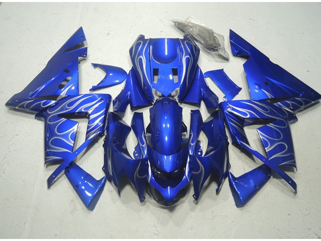Carénage Kawasaki ZX10R 03-05 - Bleu Blanc Flamme Carénage Kawasaki ZX10R 03-05 - Bleu Blanc Flamme
