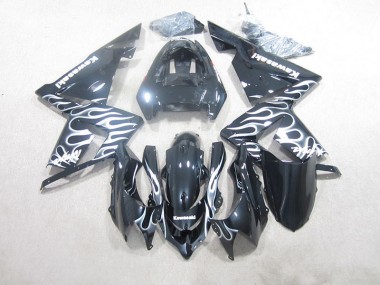 Carénage Kawasaki ZX10R 03-05 - Noir Blanc Flamme