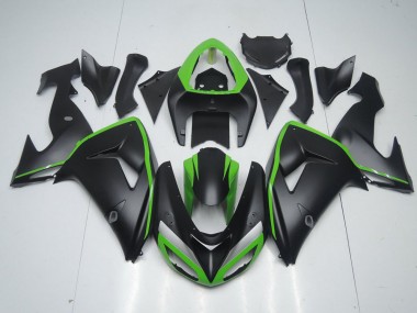 Carénage Kawasaki ZX10R 06-07 - Noir Mat avec Ligne Verte