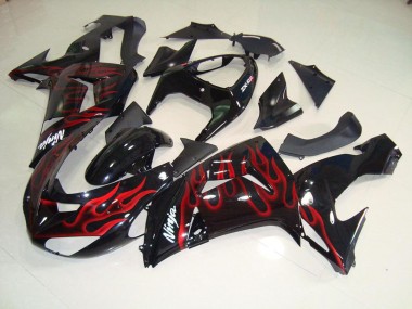 Carénage Kawasaki ZX10R 06-07 - Noir Rouge Flamme