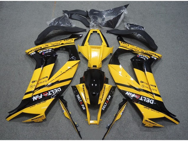 Carénage Kawasaki ZX10R 11-15 - Jaune Noir Delt Fin