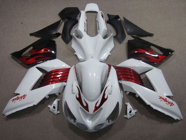 Carénage Kawasaki ZX14R ZZR 1400 06-11 - Blanc Rouge Ninja