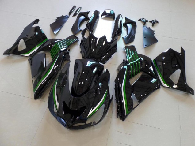 Carénage Kawasaki ZX14R ZZR 1400 06-11 - Noir Brillant avec Ligne Verte Carénage Kawasaki ZX14R ZZR 1400 06-11 - Noir Brillant avec Ligne Verte
