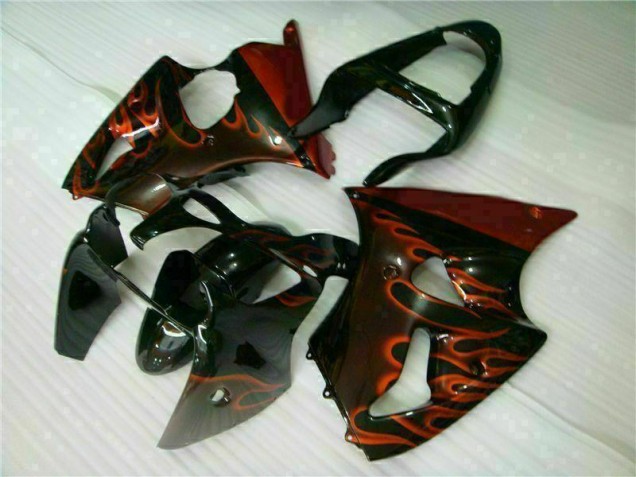 Carénage Kawasaki ZX6R 00-02 - Noir Rouge Flamme Carénage Kawasaki ZX6R 00-02 - Noir Rouge Flamme
