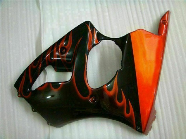 Carénage Kawasaki ZX6R 00-02 - Noir Rouge Flamme Carénage Kawasaki ZX6R 00-02 - Noir Rouge Flamme