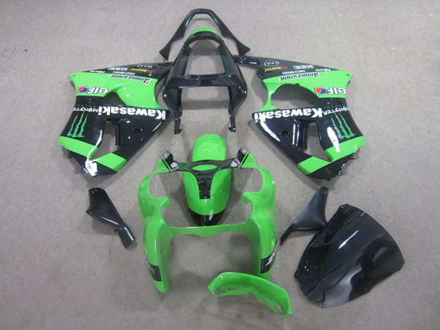 Carénage Kawasaki ZX6R 00-02 - Noir Vert Monster