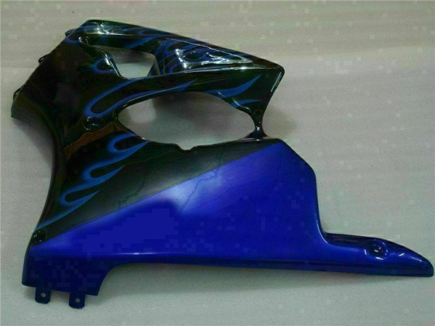 Carénage Kawasaki ZX6R 00-02 - Noir avec Bleu Flamme Carénage Kawasaki ZX6R 00-02 - Noir avec Bleu Flamme