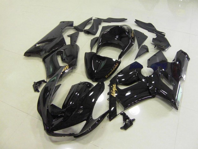 Carénage Kawasaki ZX6R 05-06 - Noir Brillant Or Décalque Carénage Kawasaki ZX6R 05-06 - Noir Brillant Or Décalque