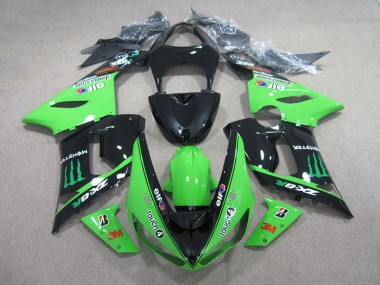 Carénage Kawasaki ZX6R 05-06 - Noir Vert 3M Touch4 Monster