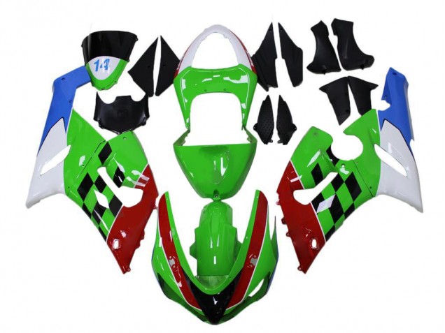 Carénage Kawasaki ZX6R 05-06 - Vert Rouge Blanc Bleu Carénage Kawasaki ZX6R 05-06 - Vert Rouge Blanc Bleu