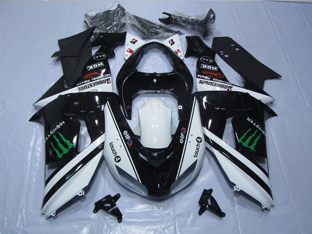 Carénage Kawasaki ZX6R 07-08 - Noir Blanc Monster Touch4
