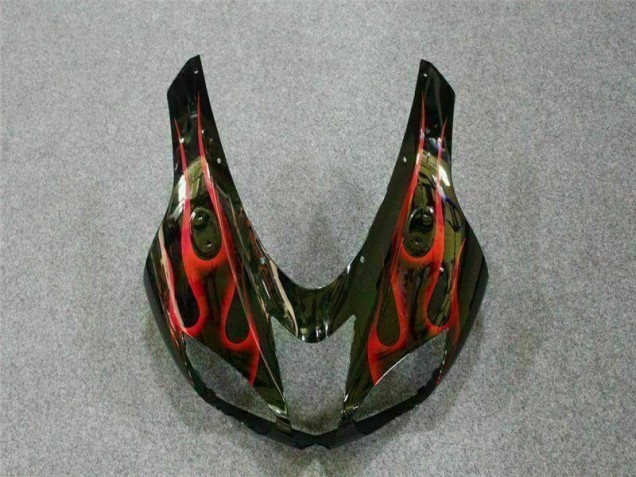 Carénage Kawasaki ZX6R 07-08 - Noir Rouge Flamme