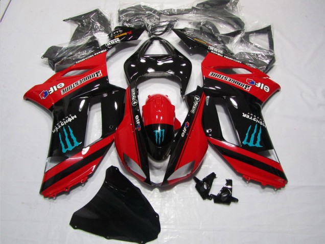 Carénage Kawasaki ZX6R 07-08 - Rouge Noir Monster Carénage Kawasaki ZX6R 07-08 - Rouge Noir Monster