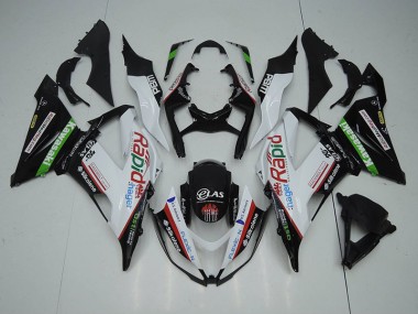 Carénage Kawasaki ZX6R 13-18 - Noir Blanc Rapid Hager