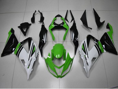 Carénage Kawasaki ZX6R 13-18 - Noir Vert Blanc