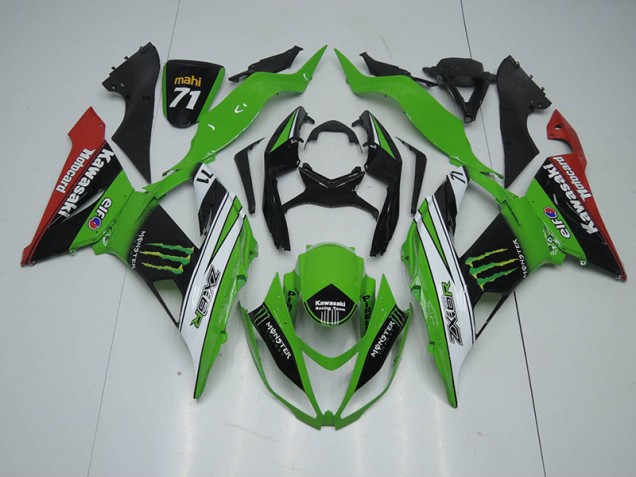 Carénage Kawasaki ZX6R 13-18 - Noir Vert Blanc Monster Carénage Kawasaki ZX6R 13-18 - Noir Vert Blanc Monster