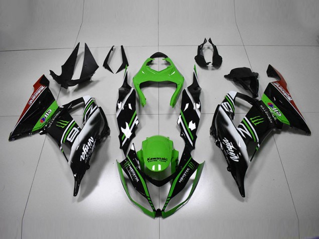 Carénage Kawasaki ZX6R 13-18 - Vert Noir Blanc Carénage Kawasaki ZX6R 13-18 - Vert Noir Blanc