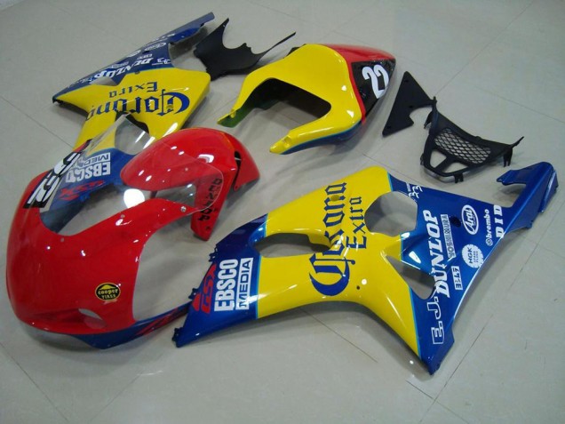 Carénage Suzuki GSXR 1000 K1 00-02 - Rouge Jaune Bleu Corona Courses Carénage Suzuki GSXR 1000 K1 00-02 - Rouge Jaune Bleu Corona Courses