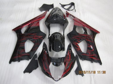 Carénage Suzuki GSXR 1000 K3 03-04 - Noir Rouge Flamme