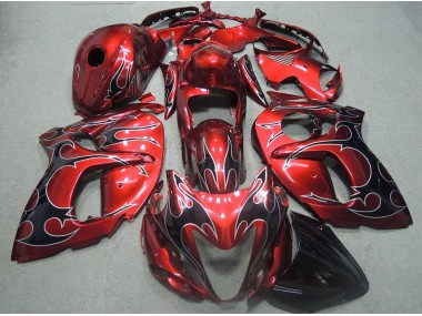 Carénage Suzuki GSXR 1300 Hayabusa 08-19 - Rouge Noir Flamme