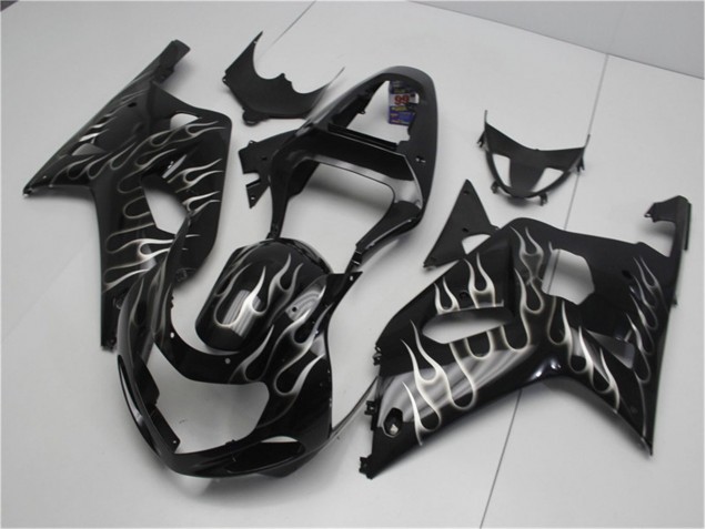 Carénage Suzuki GSXR 600 / 750 K1 K2 K3 01-03 - Noir Blanc Flamme Carénage Suzuki GSXR 600 / 750 K1 K2 K3 01-03 - Noir Blanc Flamme