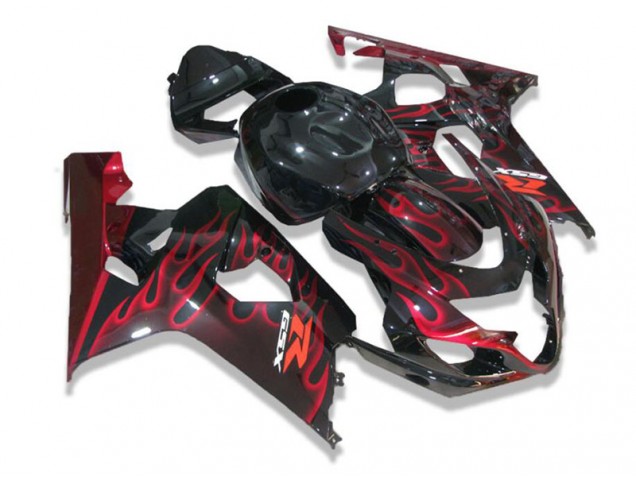 Carénage Suzuki GSXR 600 / 750 K4 04-05 - Noir Rouge Flamme Carénage Suzuki GSXR 600 / 750 K4 04-05 - Noir Rouge Flamme