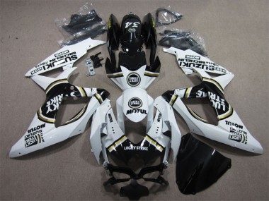 Carénage Suzuki GSXR 600 K8 08-10 - Blanc Lucky Strike Noir Motul