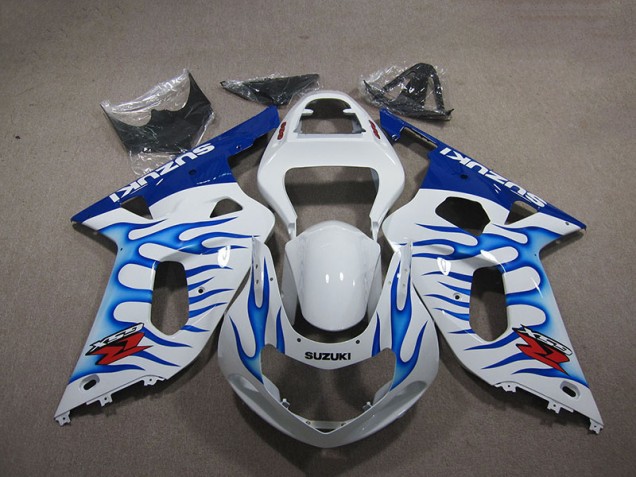 Carénage Suzuki GSXR 750 K1 K2 K3 01-03 - Blanc Bleu Flamme Carénage Suzuki GSXR 750 K1 K2 K3 01-03 - Blanc Bleu Flamme