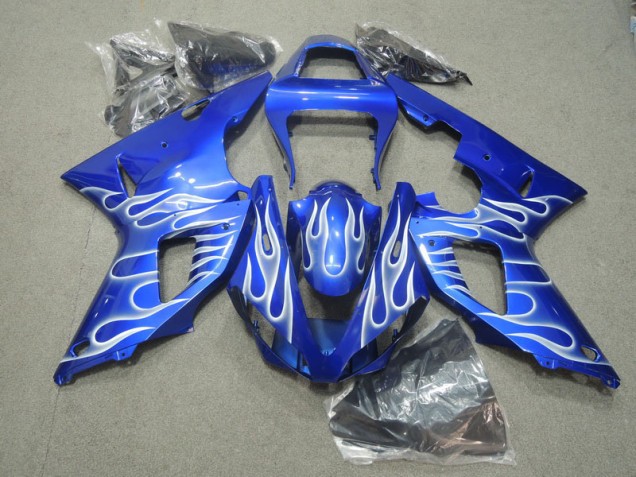 Carénage Yamaha R1 00-01 - Bleu Blanc Flamme Carénage Yamaha R1 00-01 - Bleu Blanc Flamme