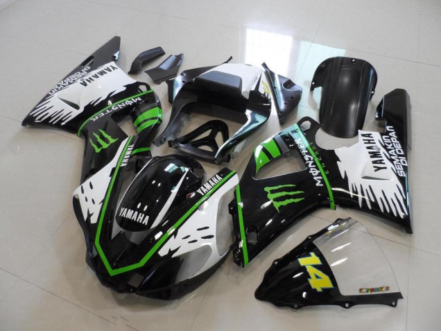 Carénage Yamaha R1 00-01 - Noir Blanc Vert Monster Carénage Yamaha R1 00-01 - Noir Blanc Vert Monster