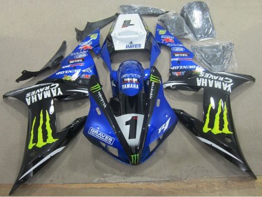 Carénage Yamaha R1 02-03 - Bleu Noir Graves 1