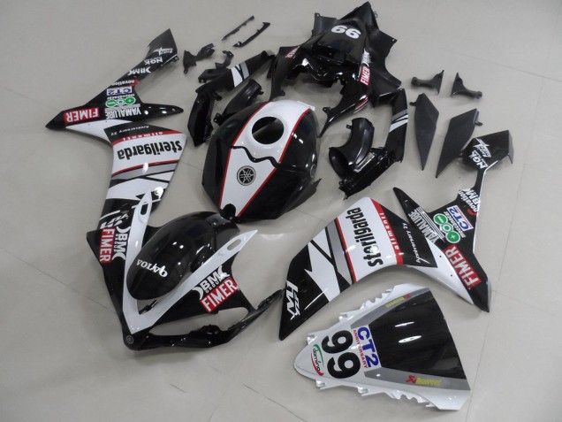 Carénage Yamaha R1 07-08 - Noir Blanc Décalque Packs