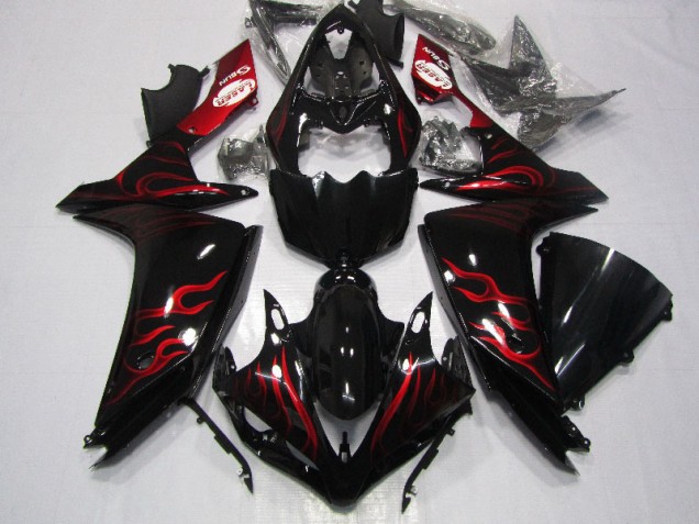 Carénage Yamaha R1 07-08 - Noir Rouge Flamme Carénage Yamaha R1 07-08 - Noir Rouge Flamme