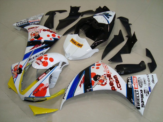 Carénage Yamaha R1 09-11 - Blanc Noir Pepe Phone Carénage Yamaha R1 09-11 - Blanc Noir Pepe Phone