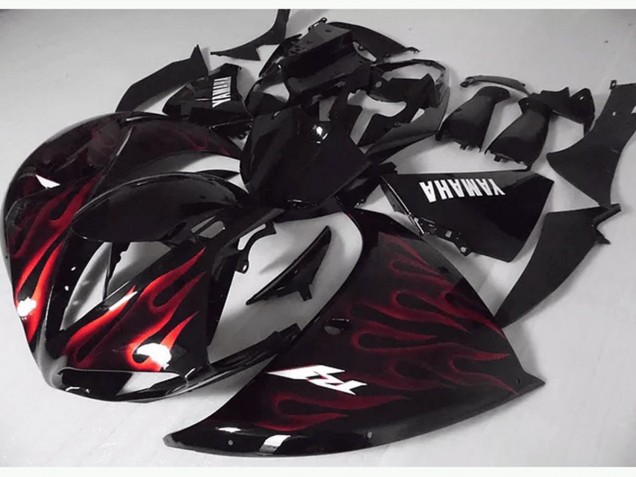 Carénage Yamaha R1 12-14 - Rouge Noir Flamme Carénage Yamaha R1 12-14 - Rouge Noir Flamme