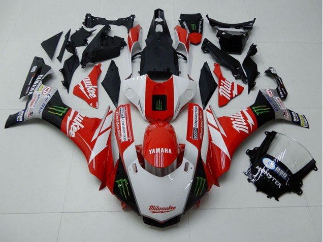 Carénage Yamaha R1 15-19 - Rouge Blanc Monster Carénage Yamaha R1 15-19 - Rouge Blanc Monster