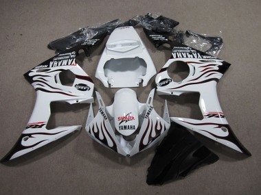 Carénage Yamaha R6 03-05 - Blanc Noir Flamme Requin