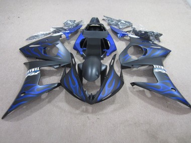 Carénage Yamaha R6 03-05 - Noir Bleu Flamme