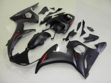 Carénage Yamaha R6 03-05 - Noir Mat Rouge Décalque