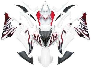 Carénage Yamaha R6 08-16 - Blanc Rouge Flamme R6