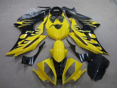 Carénage Yamaha R6 08-16 - Jaune Noir Flamme